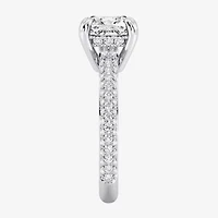 G / Si2) Womens CT. T.W. Lab Grown White Diamond 10K Gold Cushion Side Stone Engagement Ring