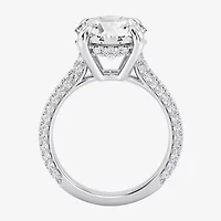 G / Si2) Womens CT. T.W. Lab Grown White Diamond 10K Gold Round Side Stone Engagement Ring