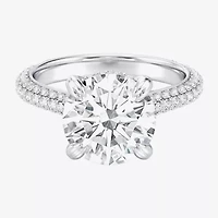 G / Si2) Womens CT. T.W. Lab Grown White Diamond 10K Gold Round Side Stone Engagement Ring