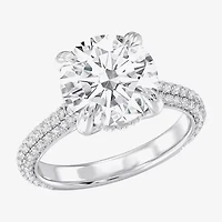 G / Si2) Womens CT. T.W. Lab Grown White Diamond 10K Gold Round Side Stone Engagement Ring