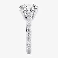 G / Si2) Womens CT. T.W. Lab Grown White Diamond 10K Gold Round Side Stone Engagement Ring