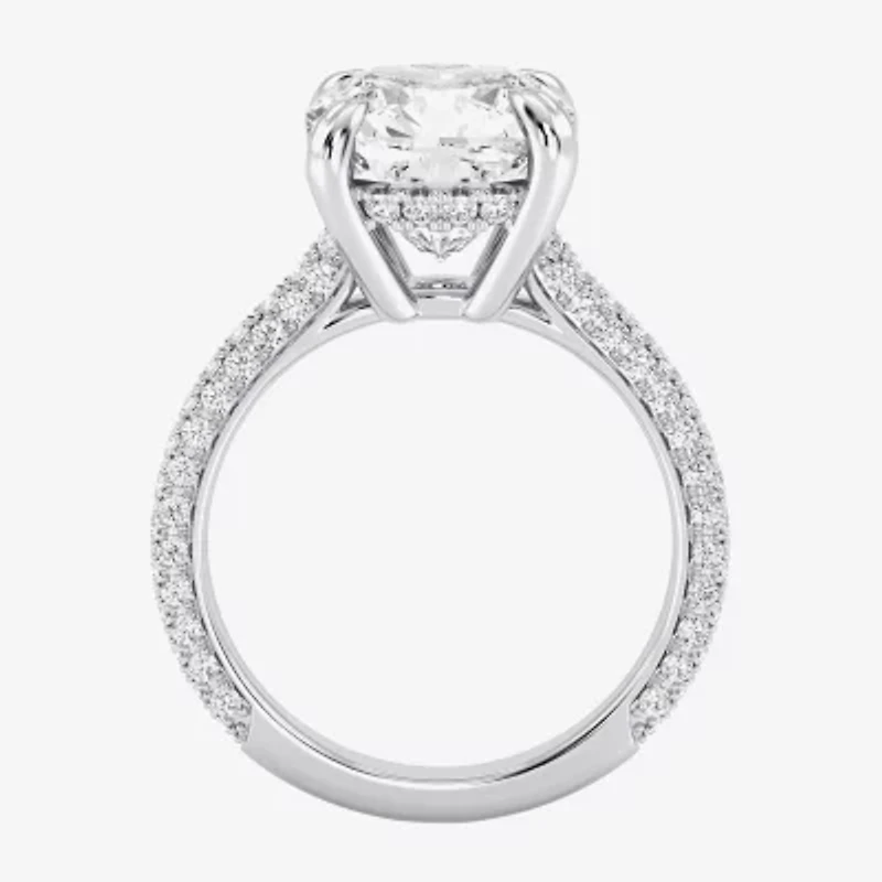 (G / Si2) Womens 5 CT. T.W. Lab Grown White Diamond 10K Gold Cushion Side Stone Engagement Ring