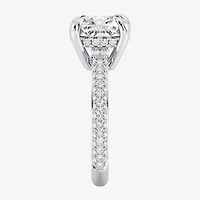 (G / Si2) Womens 5 CT. T.W. Lab Grown White Diamond 10K Gold Cushion Side Stone Engagement Ring