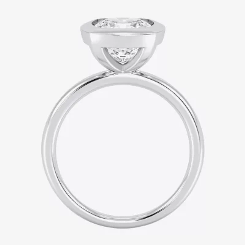 (F / Si1) Womens 3 CT. Lab Grown White Diamond 10K Gold Cushion Solitaire Engagement Ring
