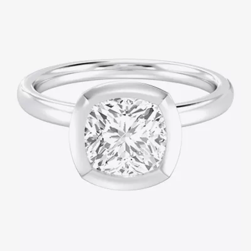 (F / Si1) Womens 3 CT. Lab Grown White Diamond 10K Gold Cushion Solitaire Engagement Ring