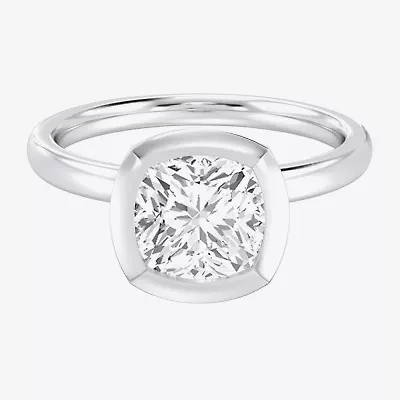 (F / Si1) Womens 3 CT. Lab Grown White Diamond 10K Gold Cushion Solitaire Engagement Ring