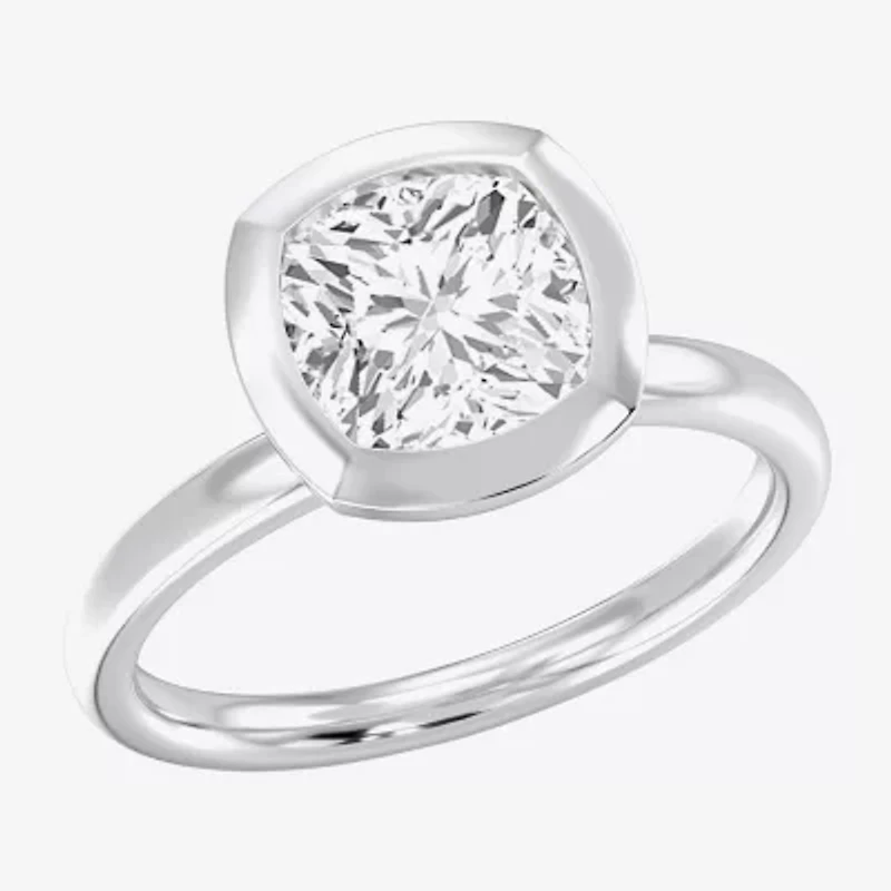 (F / Si1) Womens 3 CT. Lab Grown White Diamond 10K Gold Cushion Solitaire Engagement Ring