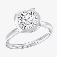(F / Si1) Womens 3 CT. Lab Grown White Diamond 10K Gold Cushion Solitaire Engagement Ring