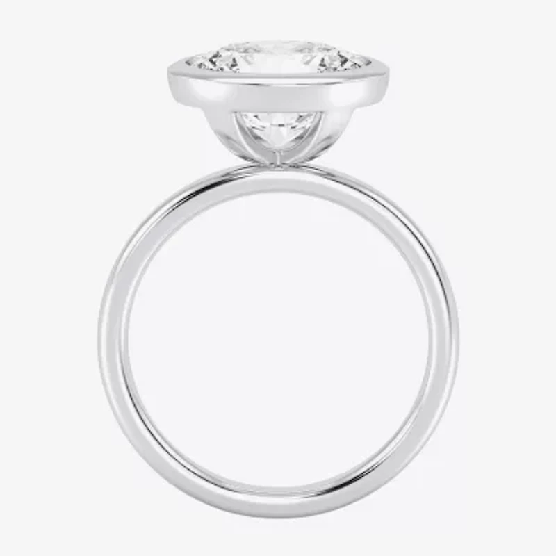 (F / Si1) Womens 3 CT. Lab Grown White Diamond 10K Gold Oval Solitaire Engagement Ring