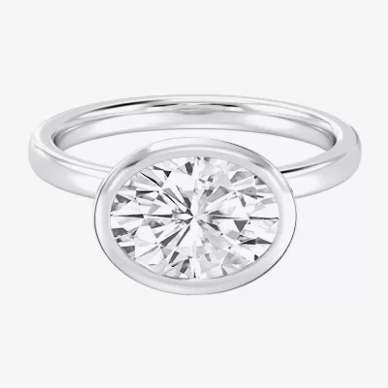 (F / Si1) Womens 3 CT. Lab Grown White Diamond 10K Gold Oval Solitaire Engagement Ring