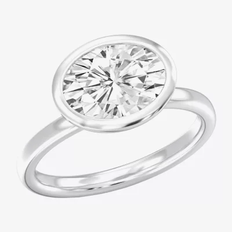 (F / Si1) Womens 3 CT. Lab Grown White Diamond 10K Gold Oval Solitaire Engagement Ring