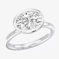 (F / Si1) Womens 3 CT. Lab Grown White Diamond 10K Gold Oval Solitaire Engagement Ring