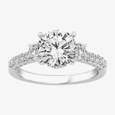 Love Lives Forever (F / Vs2) Womens 2 1/2 CT. T.W. Lab Grown White Diamond 10K Gold Round Side Stone Eternity Engagement Ring