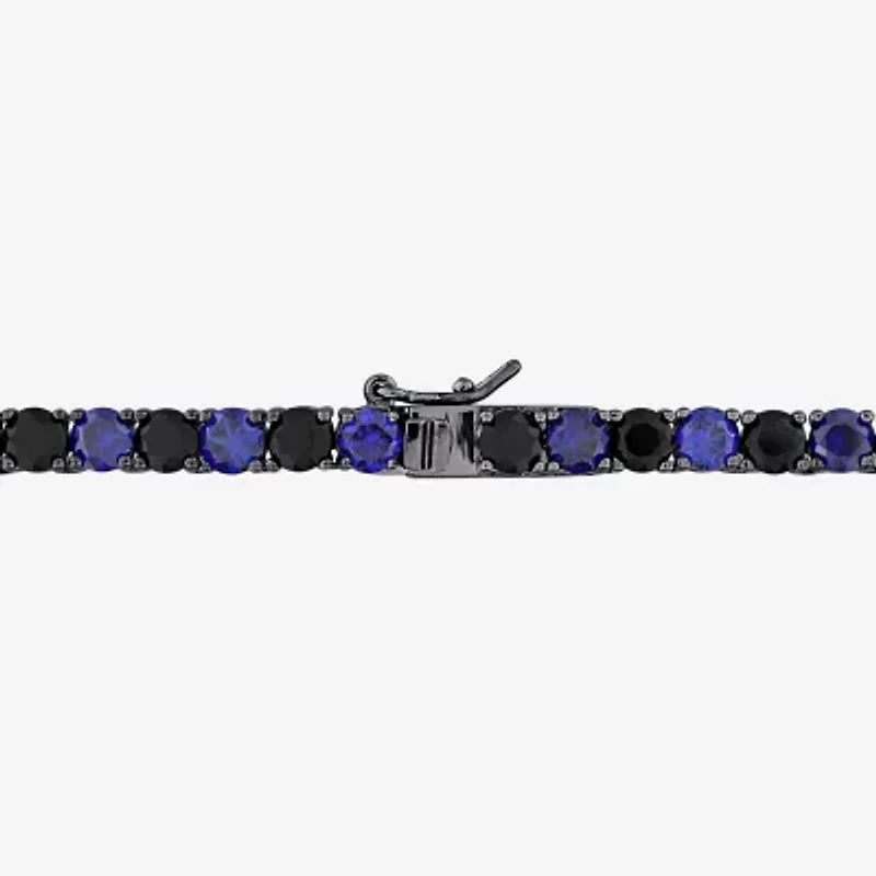 Mens Sapphire Sterling Silver 20 Inch Tennis Necklace