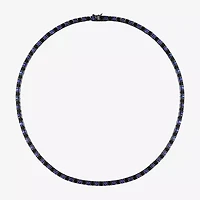 Mens Sapphire Sterling Silver 20 Inch Tennis Necklace