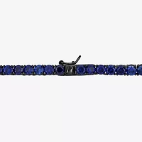 Mens Blue Sapphire Sterling Silver 20 Inch Tennis Necklace