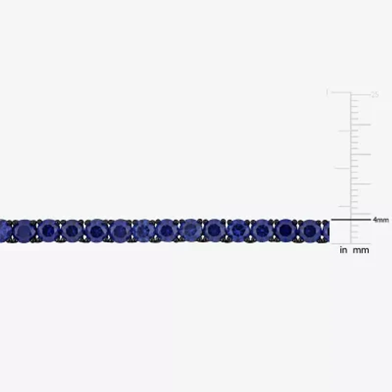 Mens Blue Sapphire Sterling Silver 20 Inch Tennis Necklace