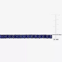 Mens Blue Sapphire Sterling Silver 20 Inch Tennis Necklace