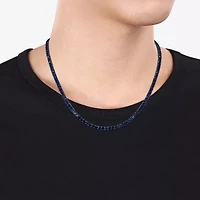 Mens Blue Sapphire Sterling Silver 20 Inch Tennis Necklace