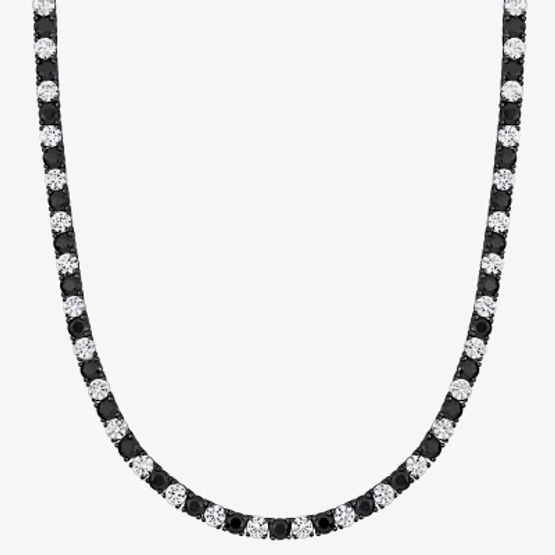 Mens Lab Created & White Sapphire Sterling Silver Tennis Necklaces