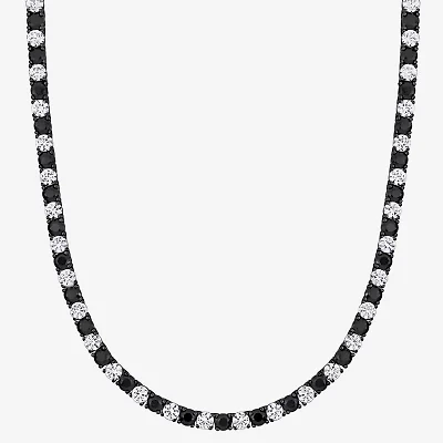 Mens Lab Created & White Sapphire Sterling Silver Tennis Necklaces