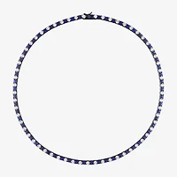 Mens Lab Created Blue & White Sapphire Sterling Silver Tennis Necklaces