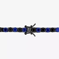 Mens Lab Created Multi Color Sapphire Sterling Silver 9 Inch Tennis Bracelet