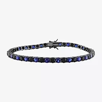 Mens Lab Created Multi Color Sapphire Sterling Silver 9 Inch Tennis Bracelet