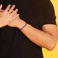 Mens Lab Created Multi Color Sapphire Sterling Silver 9 Inch Tennis Bracelet