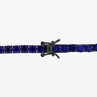 Mens Lab Created Blue Sapphire Sterling Silver 9 Inch Tennis Bracelet