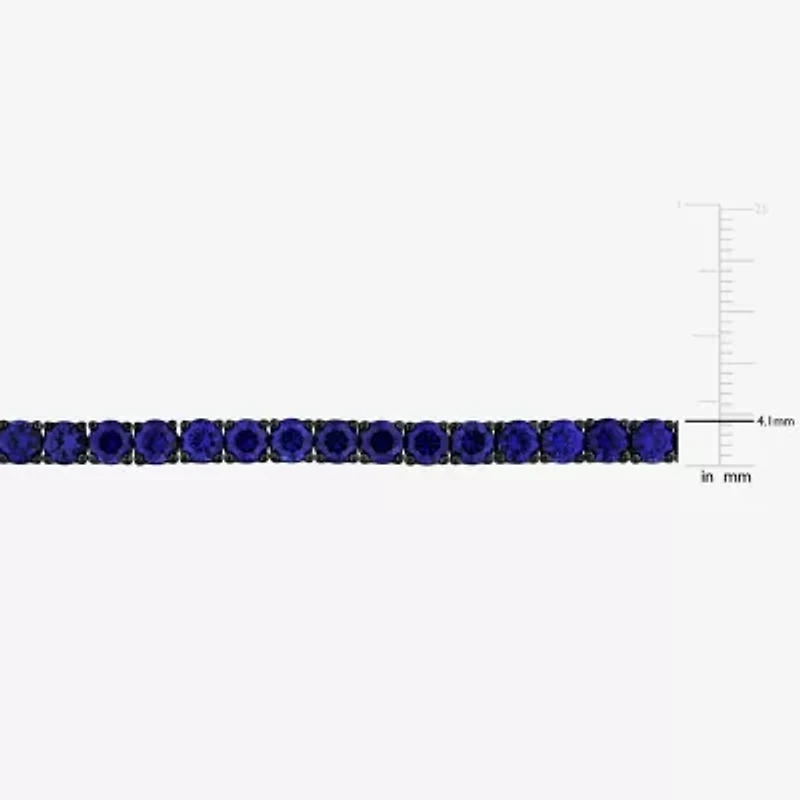 Mens Lab Created Blue Sapphire Sterling Silver 9 Inch Tennis Bracelet