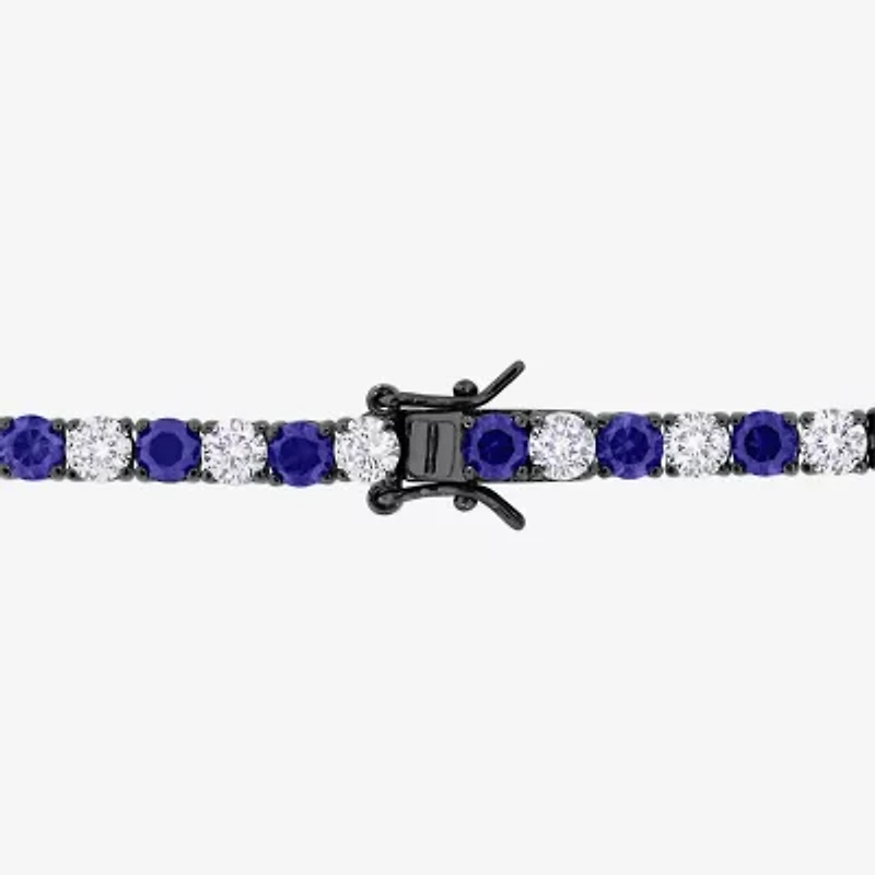 Mens Lab Created Sapphire Sterling Silver 9 Inch Tennis Bracelet