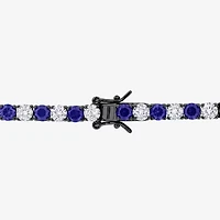 Mens Lab Created Sapphire Sterling Silver 9 Inch Tennis Bracelet