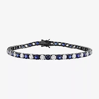 Mens Lab Created Sapphire Sterling Silver 9 Inch Tennis Bracelet