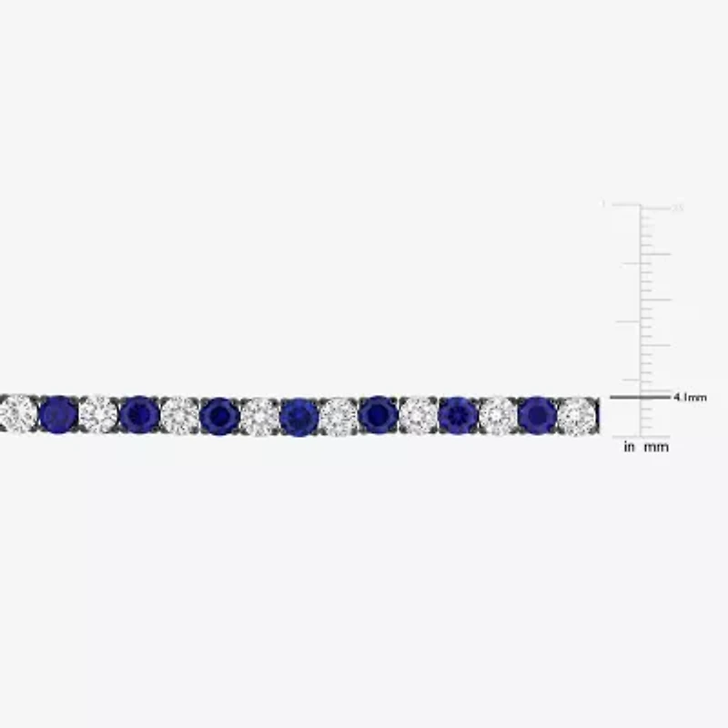 Mens Lab Created Sapphire Sterling Silver 9 Inch Tennis Bracelet