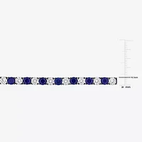 Mens Lab Created Sapphire Sterling Silver 9 Inch Tennis Bracelet