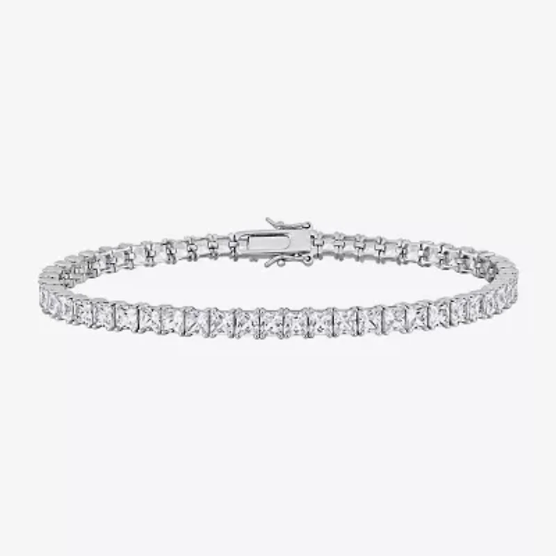 Mens Lab Created White Sapphire Sterling Silver 9 Inch Tennis Bracelet