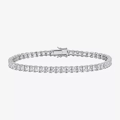 Mens Lab Created White Sapphire Sterling Silver 9 Inch Tennis Bracelet