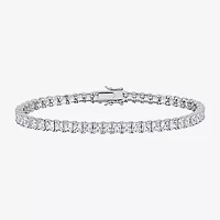 Mens Lab Created White Sapphire Sterling Silver 9 Inch Tennis Bracelet