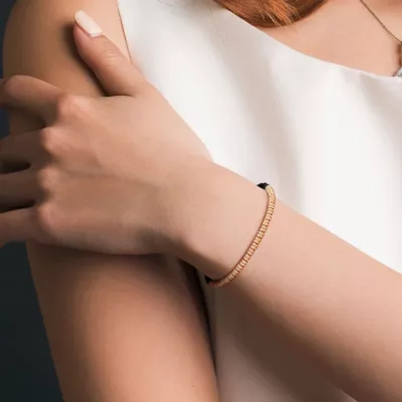 Mens 18K Gold Over Silver Titanium Stretch Bracelet