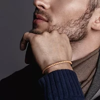 Mens 18K Gold Over Silver Titanium Stretch Bracelet