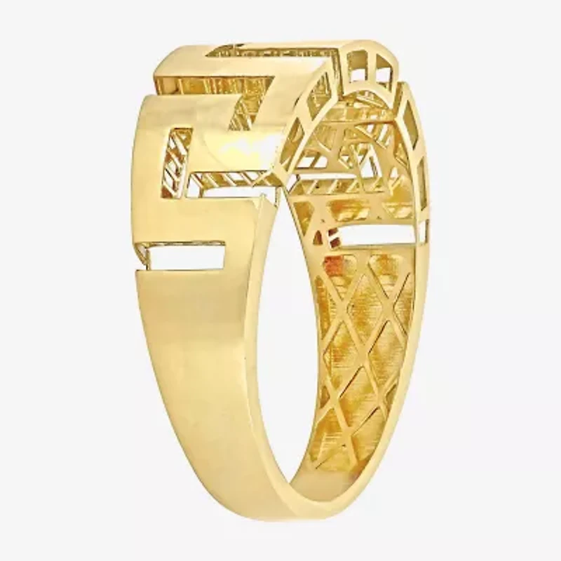 Greek Key Mens 14K Gold Fashion Ring