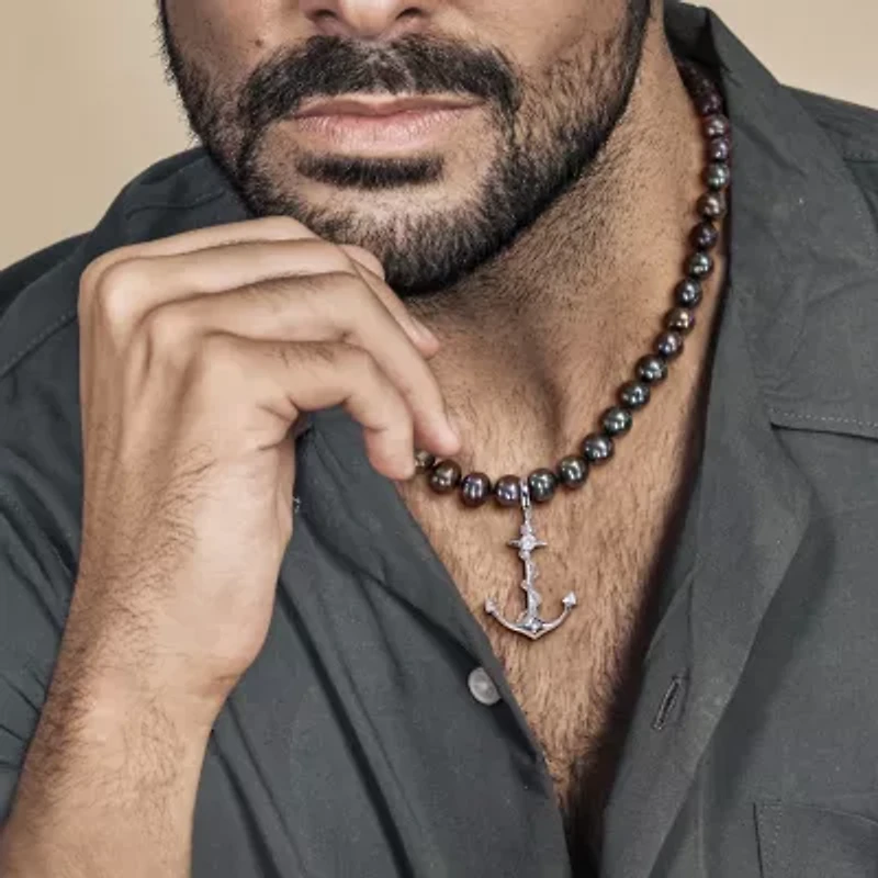 Mens Black 19 Inch Strand Necklace
