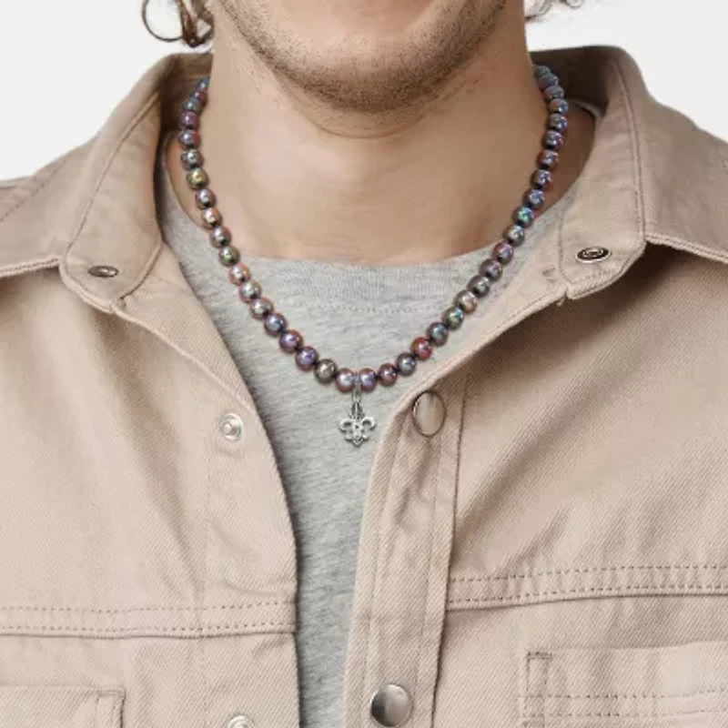 Mens Black Sterling Silver 19 Inch Strand Necklace