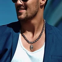 "Football" Mens Black 19 Inch Strand Necklace