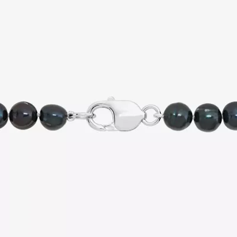 Mens Dyed Black Cultured Freshwater Pearl Sterling Silver 2-pc. Jewelry Set