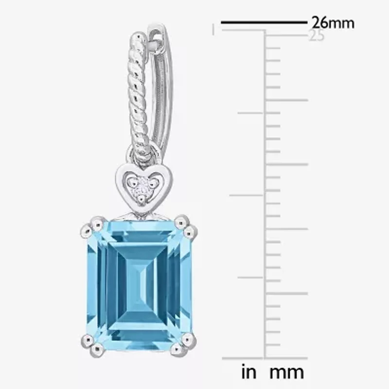 Womens Genuine Blue Topaz Sterling Silver Drop Earrings