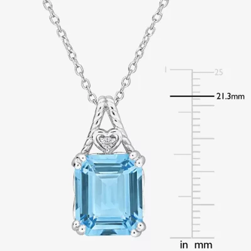 Womens Genuine Blue Topaz Sterling Silver 18 Inch Pendant Necklace
