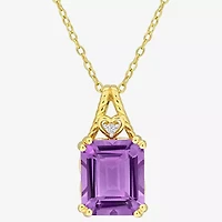 Womens Genuine Purple Amethyst 18K Gold Over Silver 18 Inch Pendant Necklace