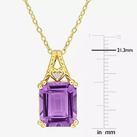 Womens Genuine Purple Amethyst 18K Gold Over Silver 18 Inch Pendant Necklace